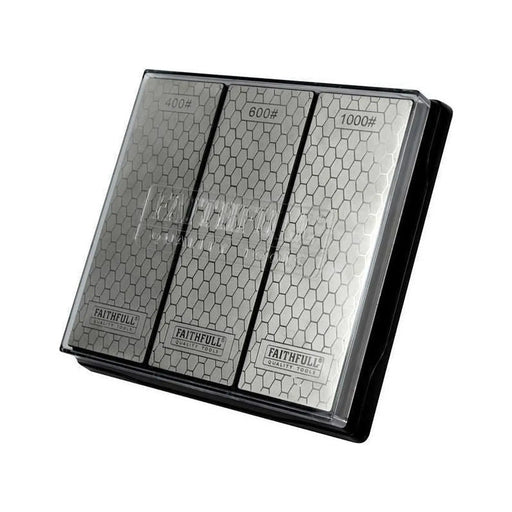 Faithfull Diamond Whetstone Kit 3 Piece with Non-Slip Base
