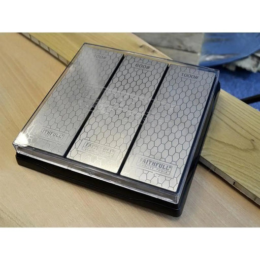 Faithfull Diamond Whetstone Kit 3 Piece with Non-Slip Base
