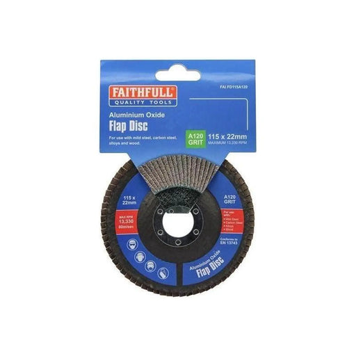 Faithfull Aluminium Oxide Flap Disc 115mm 120 Grit