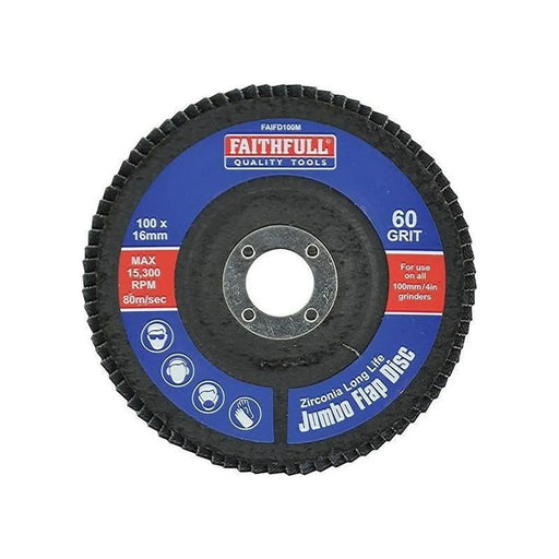Faithfull Jumbo Flap Disc 100mm Medium Quality