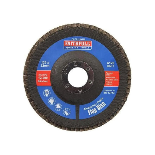 Faithfull Aluminium Oxide Flap Disc 125mm 120 Grit