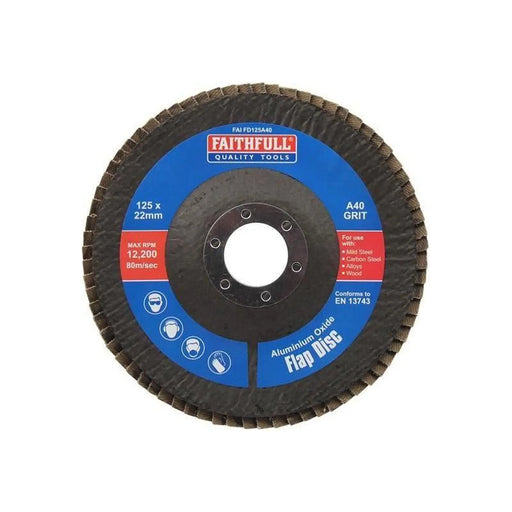 Faithfull Aluminium Oxide Flap Disc 125mm 40 Grit