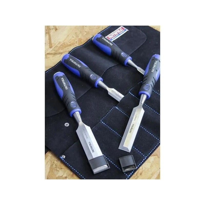 Faithfull 8 Pocket Leather Chisel Roll Premium Tool Holder