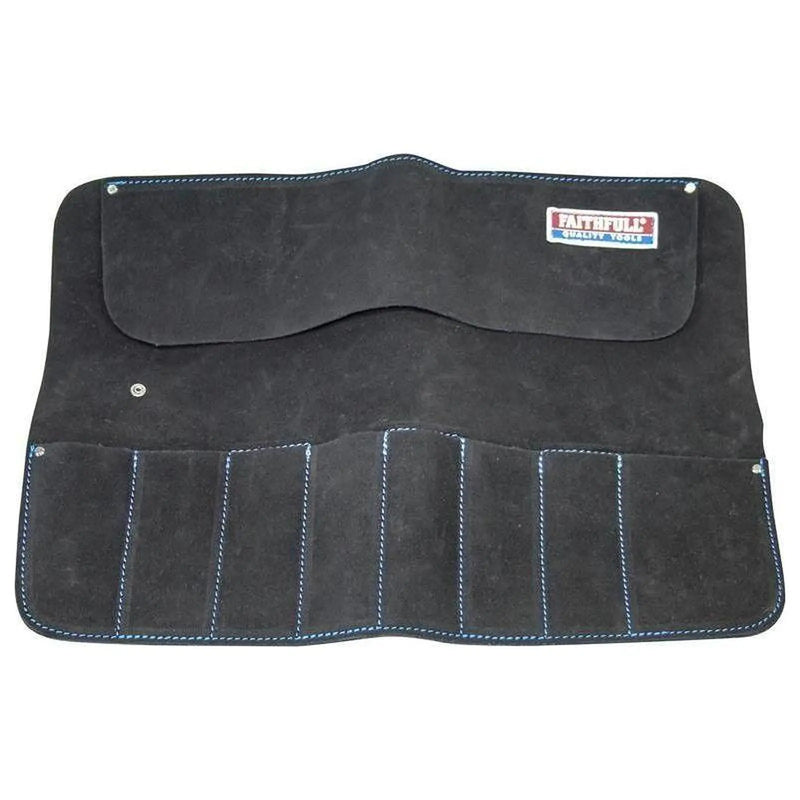 Faithfull 8 Pocket Leather Chisel Roll Premium Tool Holder