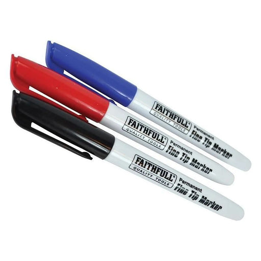 Faithfull Fibre Tip Marker Pens Pack of 3