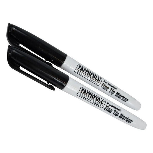 Faithfull Fibre Tip Marker Pens Black Pack of 2
