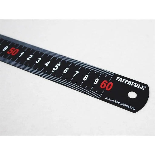 Faithfull Matt Black Stainless Steel Measuring Rule 600mm