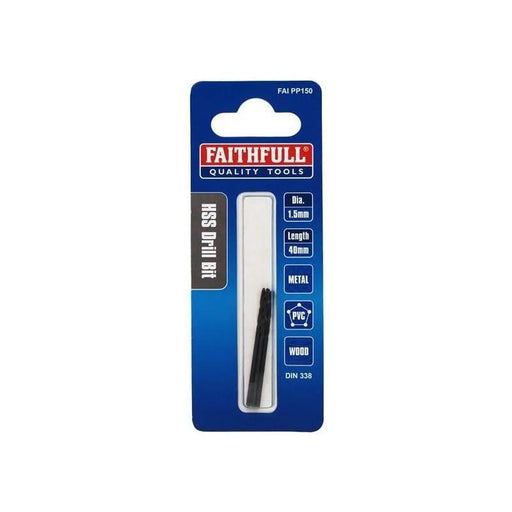 Faithfull HSS Jobber Drill Bits Pre Pack (3) 1.50mm OL:40mm WL:18mm