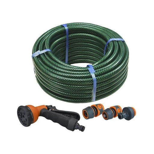 Faithfull PVC Reinforced Hose 30m Fittings & Spray Gun