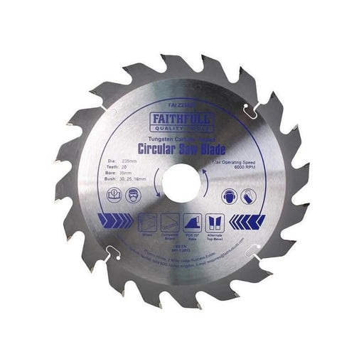 Faithfull TCT Circular Saw Blade 235 x 35mm x 20T POS
