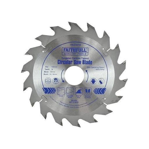 Faithfull TCT Circular Saw Blade 165 x 30mm x 18T POS