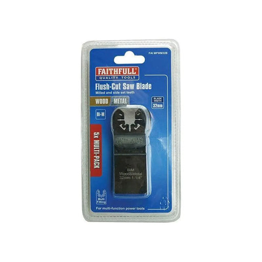 Faithfull Bi-Metal Flush Cut Blades 32mm Pack of 5