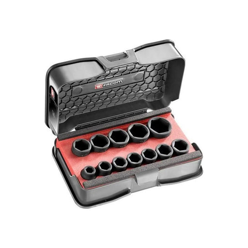 Facom 6-Point Stubby Impact Socket Set 1/2in SQDR, 12 Piece