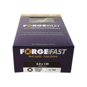Forgefix ForgeFast Pozi Compatible Elite Performance Wood Screw ZY 6.0 x 130mm Box 100