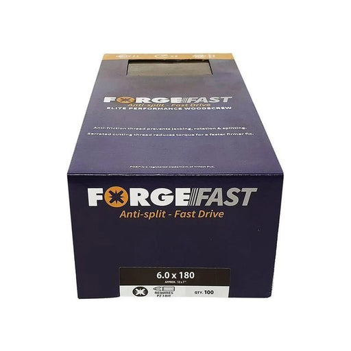 Forgefix ForgeFast Pozi Compatible Elite Performance Wood Screw ZY 6.0 x 180mm Box 100
