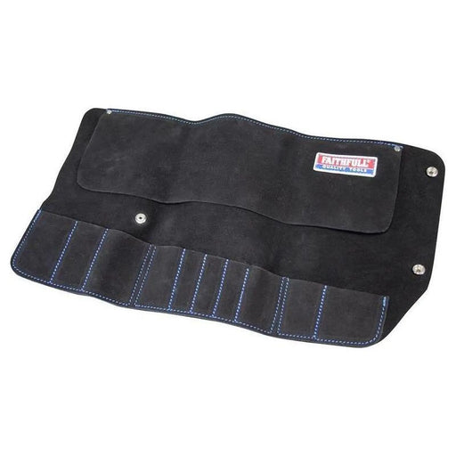 Faithfull 10 Pocket Leather Tool Roll Premium Storage