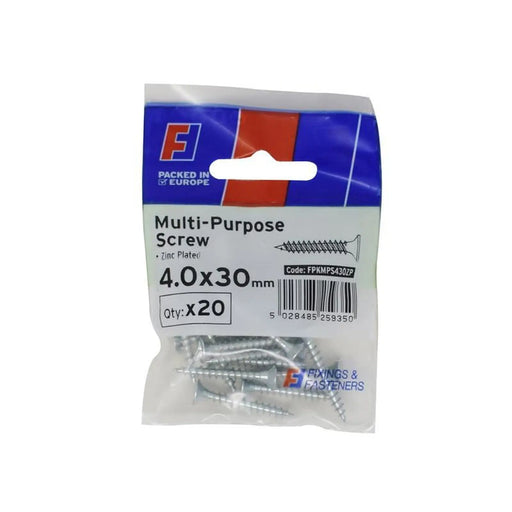 ForgeFix Multi-Purpose Pozi Screw CSK ST ZP 4.0 x 30mm ForgePack 20