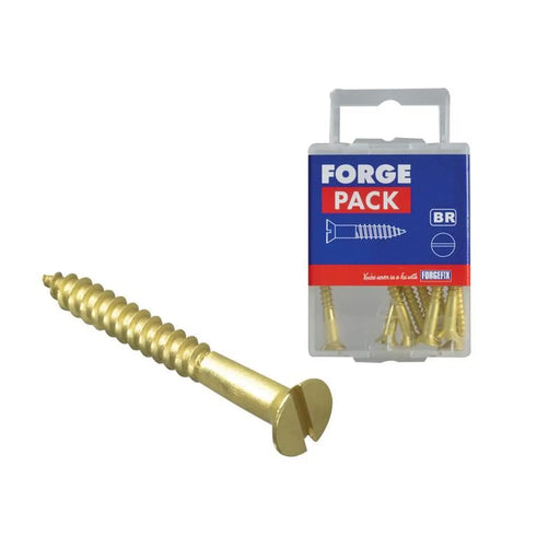 ForgeFix Wood Screw Slotted CSK Brass 1.1/2in x 8 ForgePack 10