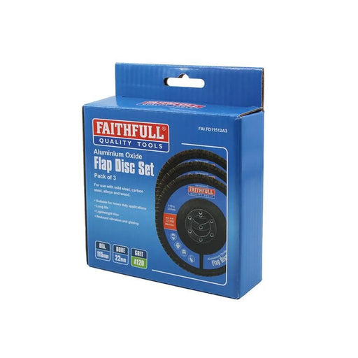 Faithfull Aluminium Oxide Flap Discs 120 Grit Pack of 3
