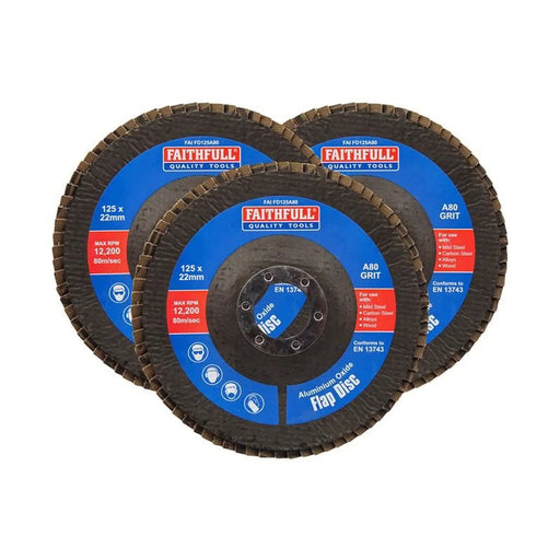 Faithfull Aluminium Oxide Flap Disc 125mm 80 Grit
