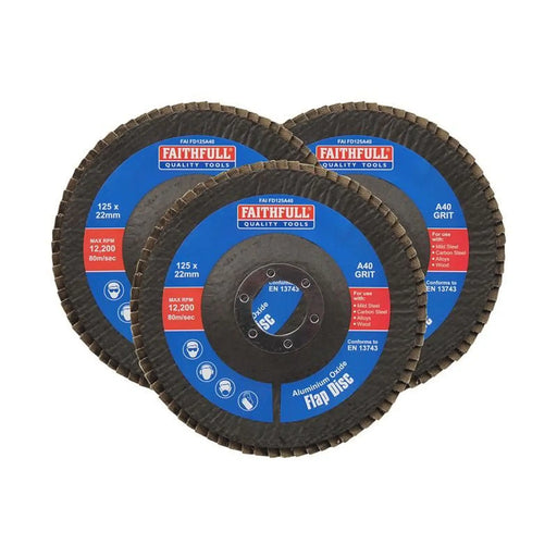 Faithfull Aluminium Oxide Flap Discs 125mm 40 Grit