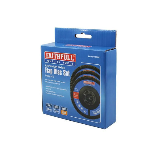 Faithfull Aluminium Oxide Flap Disc 115 x 22mm 80 Grit (3 Pack)