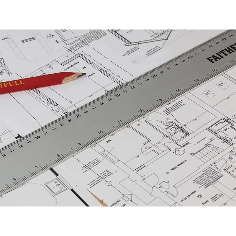 Faithfull Aluminium Flat Rule 1m Heavy Duty Measuring Tool