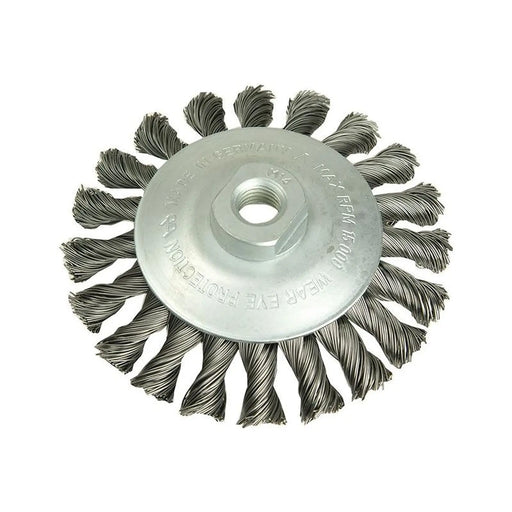 Lessmann Conical Knot Brush 115mm M14 Bore, 0.50 Steel Wire