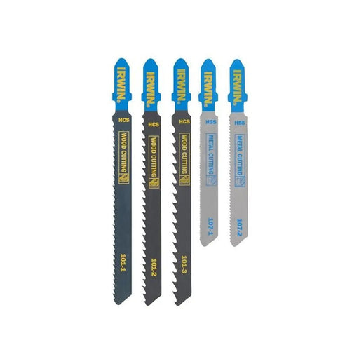 Irwin® HCS/HSS T-Shank Jigsaw Blade Set, 5 Piece