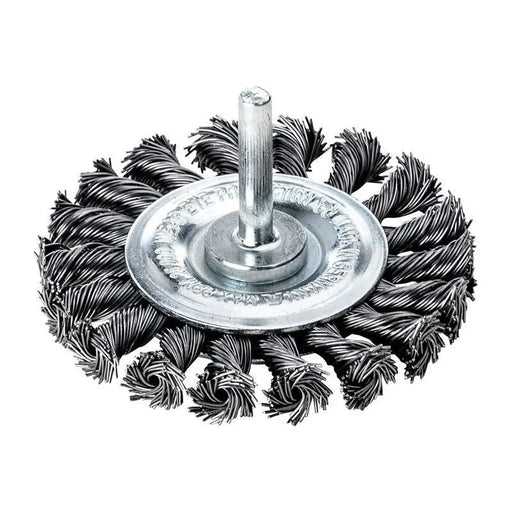 Lessmann Knotted Wheel Brush with Shank 75 x 9mm, 0.50 Steel Wire