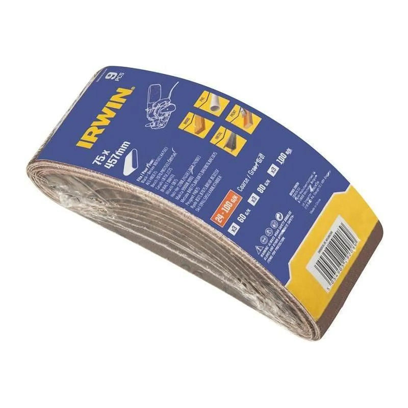 Irwin® 75 x 457mm Sanding Belt Set, 9 Piece