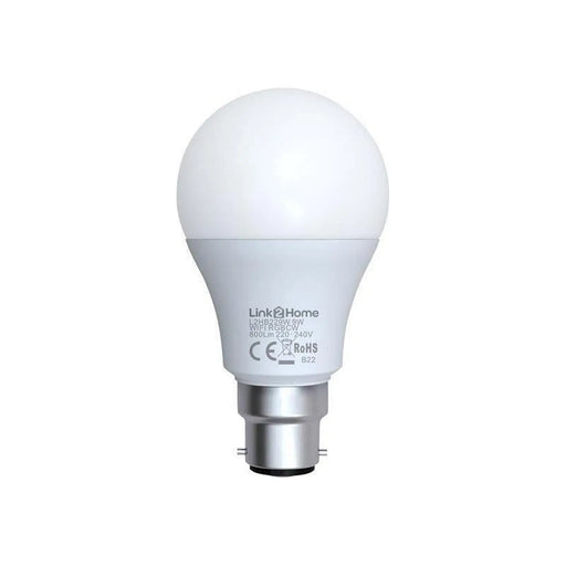 Link2Home Wi-Fi LED BC (B22) Opal GLS Dimmable Bulb, White + RGB 800 lm 9W