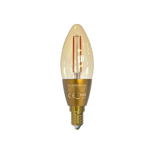 Link2Home Wi-Fi LED SES (E14) Candle Filament Dimmable Bulb, White 400 lm 4.5W