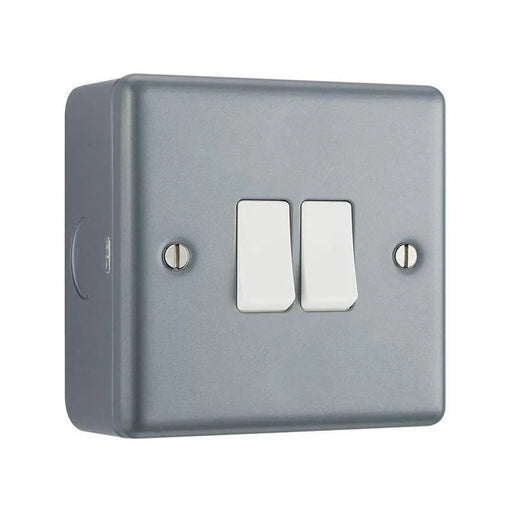Masterplug Metal Clad 2-Gang 2-Way Light Switch