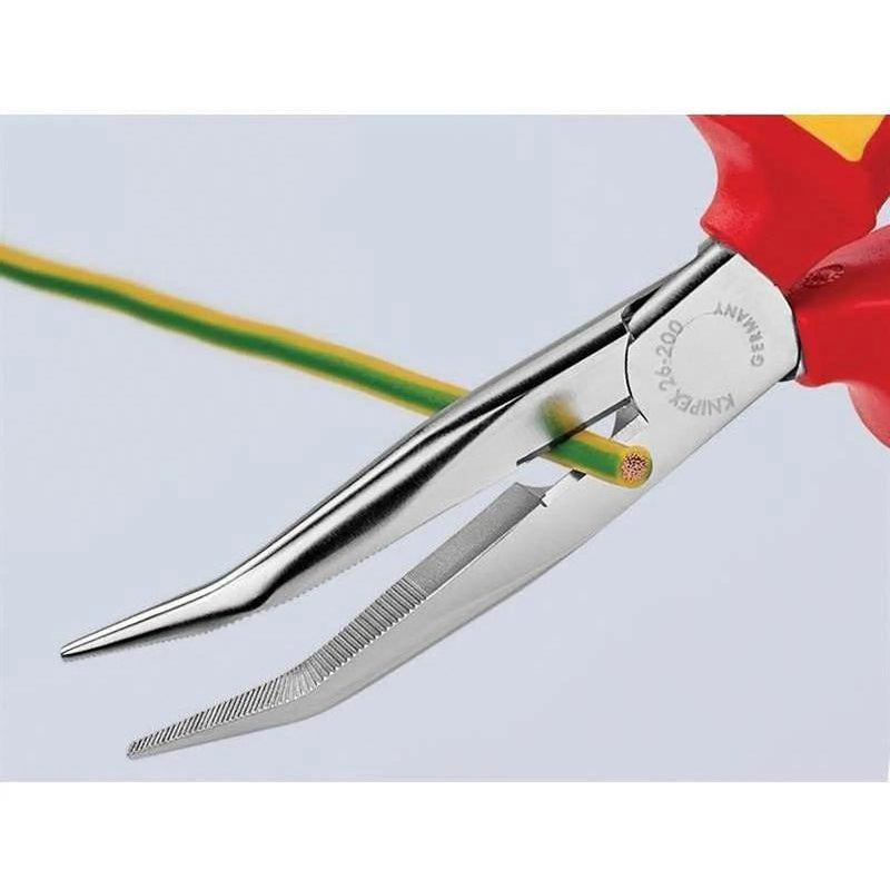 Knipex VDE Long Bent Snipe Nose Side Cutting Pliers 200mm