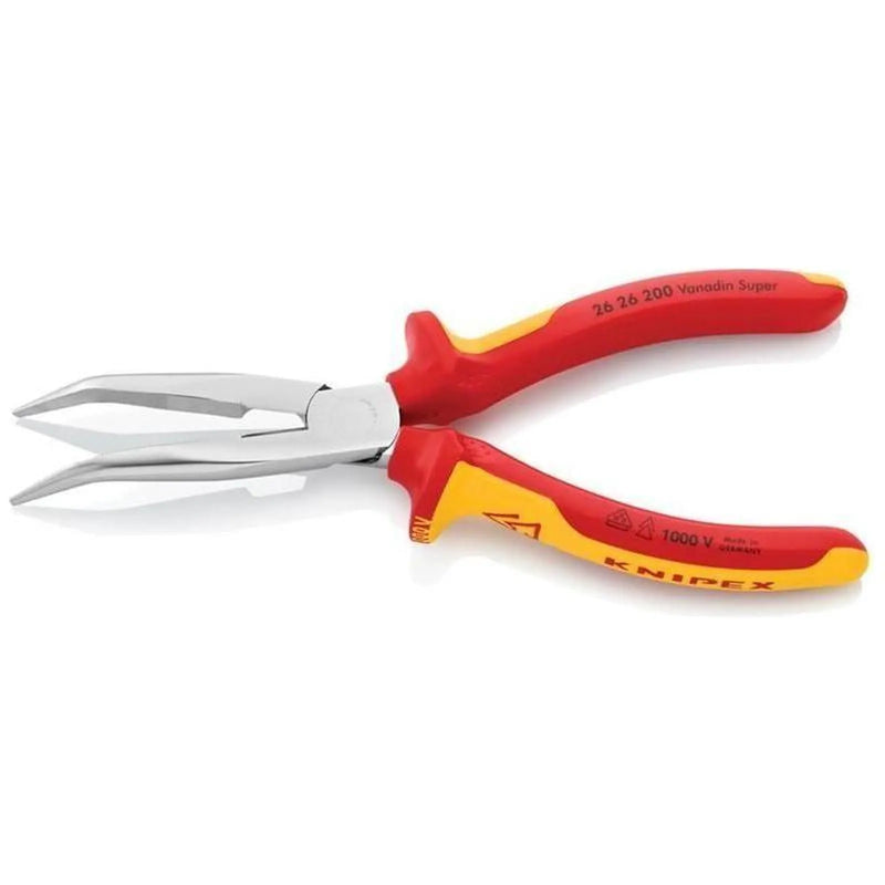 Knipex VDE Long Bent Snipe Nose Side Cutting Pliers 200mm