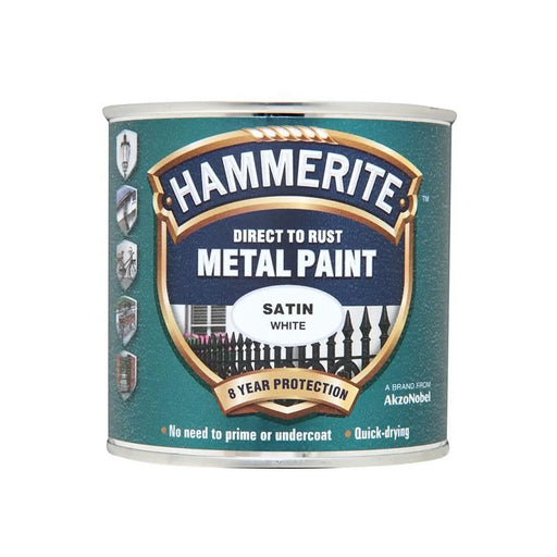 Hammerite Direct to Rust Satin Finish Metal Paint White 250ml