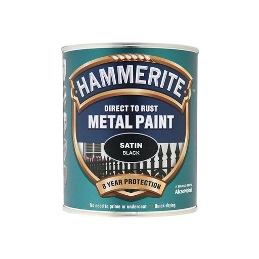 Hammerite Direct to Rust Satin Finish Metal Paint Black 750ml