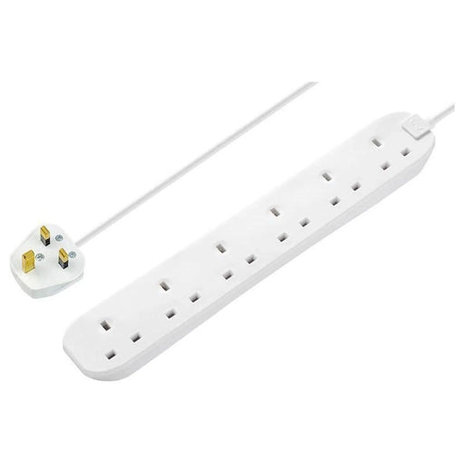 Masterplug Extension Lead 240V 6-Gang 13A White 2m