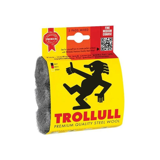 Trollull Steel Wool Pads, Assorted Grades (Pack 3)