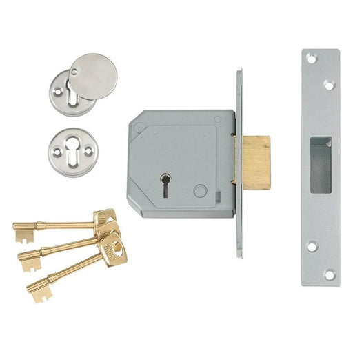 Union 3G114E 5 Lever Mortice Deadlock C-Series 80mm 3in Satin Chrome
