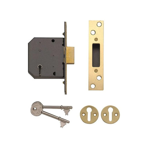 Yale Locks PM552 5 Lever Mortice Deadlock 67mm 2.5in Polished Brass