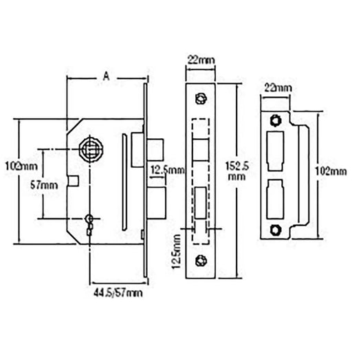 Yale Locks PM246 Internal 2 Lever Mortice Sashlock Polished Chrome 67mm 2.5in