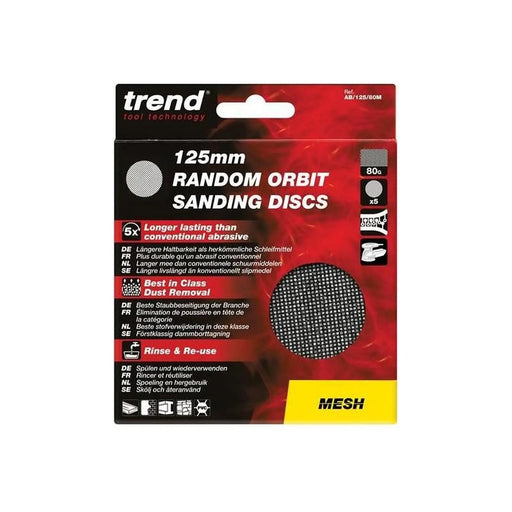 Trend Mesh Random Orbital Sanding Disc 125mm x 80G (Pack 5)