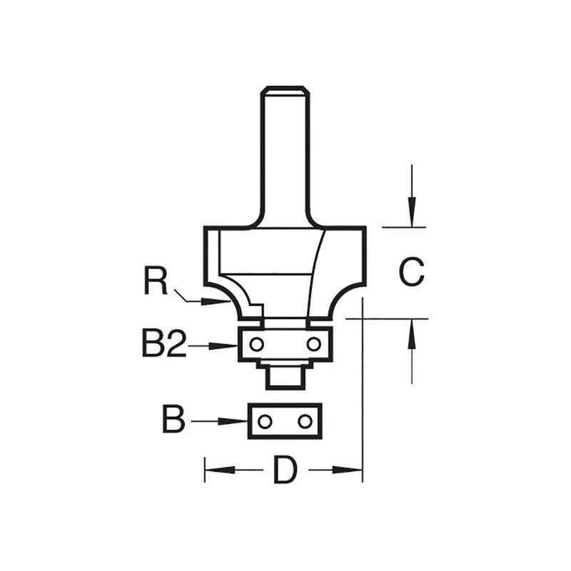 Trend C076 x 1/4 TCT Bearing Guided Ovolo & Round Over 6.3mm Radius