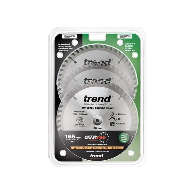 Trend CraftPro Plunge Saw Blade 165 x 20mm x 48T (Pack 3)