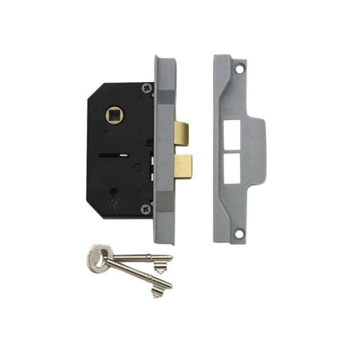 Union 2242 2 Lever Mortice Rebated Sashlock Silver Enamel 78.5mm 3in Visi