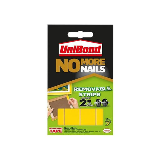 Unibond No More Nails Indoor Removable Mounting Tape Strips (Pack of 10)