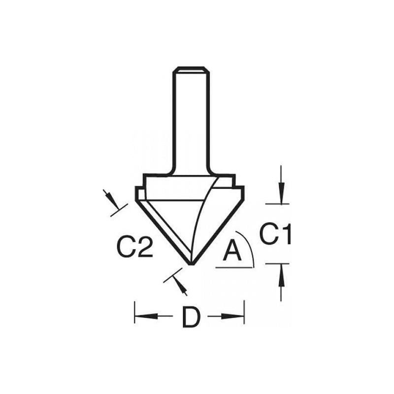 Trend 11/3 x 1/2 TCT V-Groove Cutter 45° 9.2 x 19.1mm