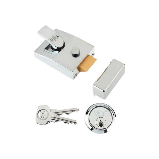 Yale Locks P89 Deadlock Nightlatch 60mm Backset Chrome Finish Visi